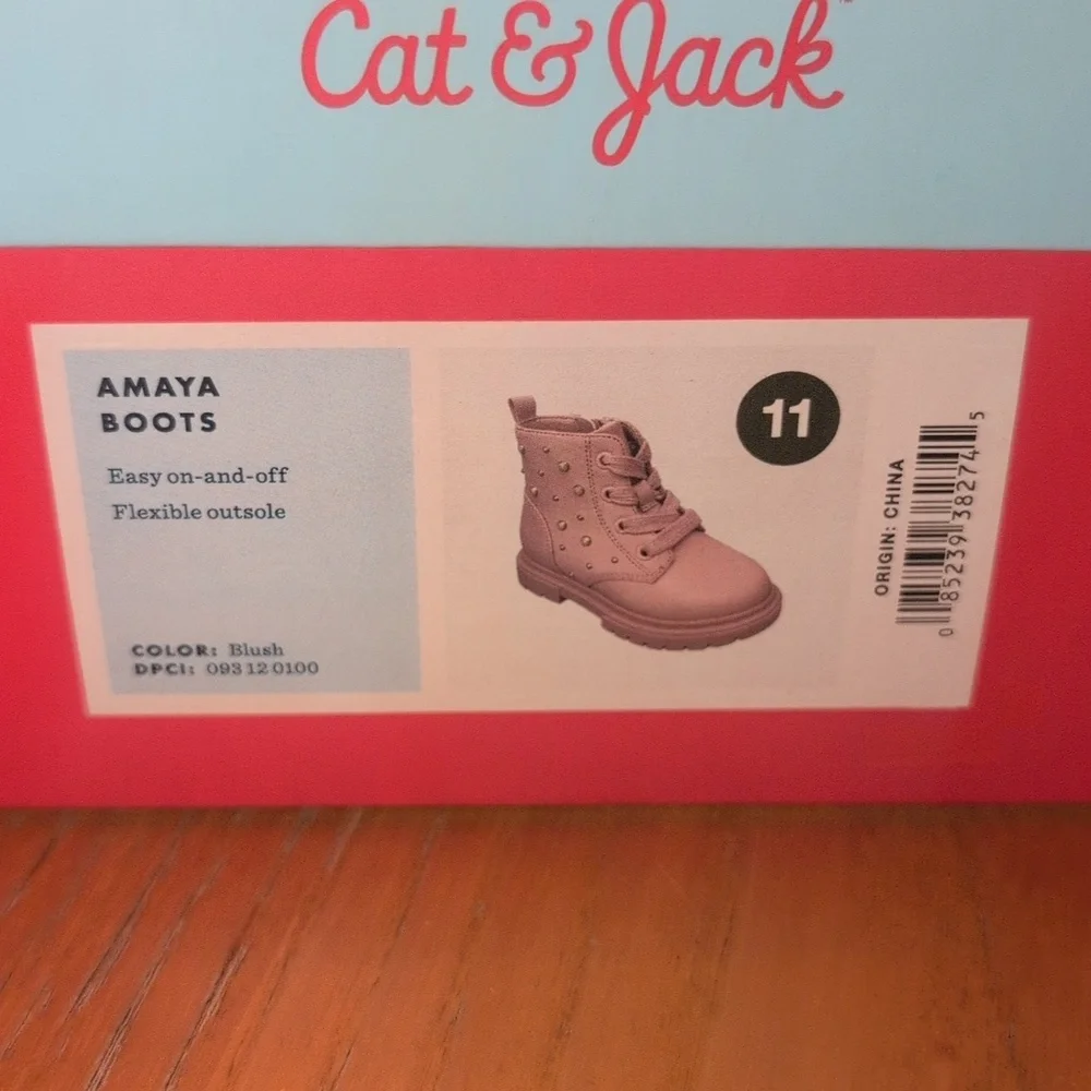 Cat & Jack Size 11 Amaya Boots In Blush Pink, NEW